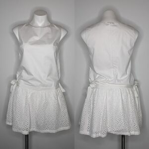 ✨3/$15 All:row white eyelet lace side tie short sleeveless dress S